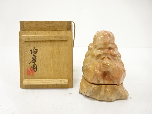 萬古焼　陶華園造　寿老　香合